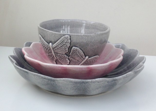 A few of my Mateus pieces: I love the grey and pale pink colour combination 