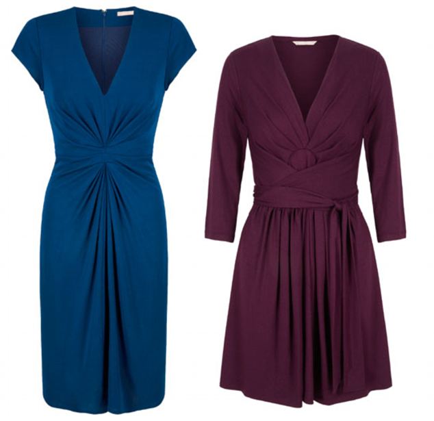 There are several versions of the sell out engagement dress in the collection including a £75 sleeveless style (left) and a £65 short plum piece (right)