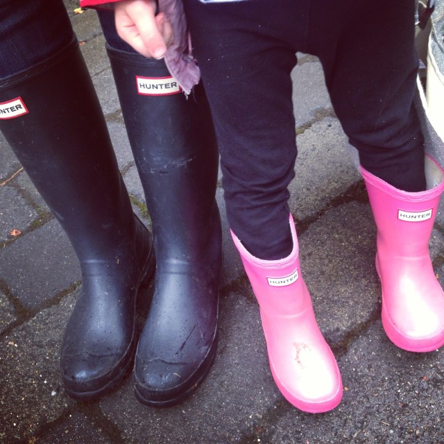 Wearing our wellies to take the boys to tennis camp on Tuesday