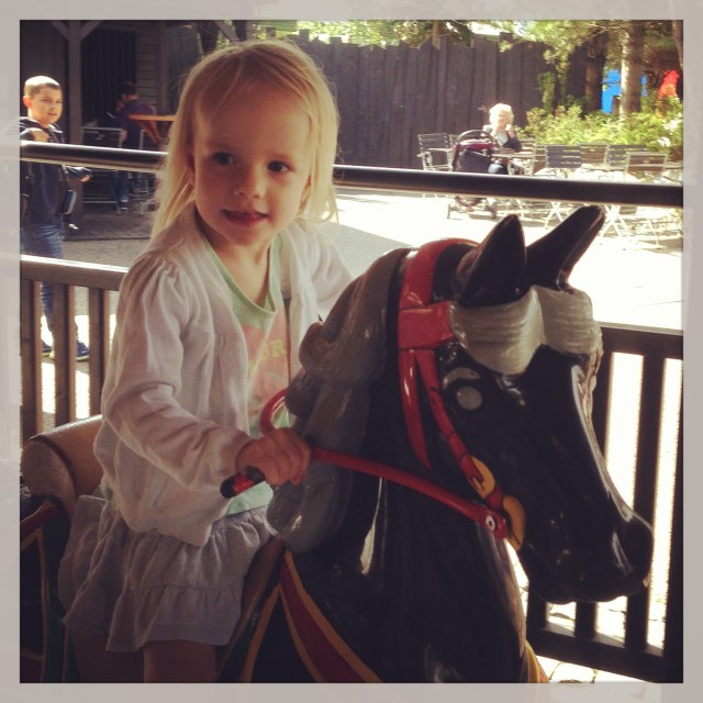 Clemmie's favourite ride, the horse carousel.