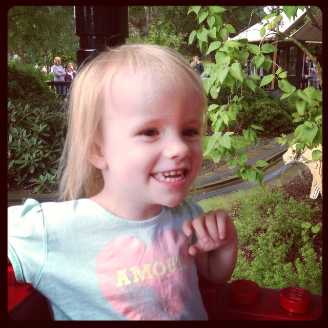 Smiling on the Legoland train
