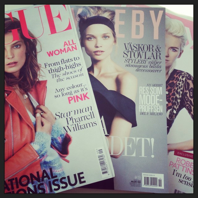 Flicking through the September issues of the fashion glossies for inspiration is an Autumn ritual for me. Above: British Vogue, Swedish Styleby and British InStyle